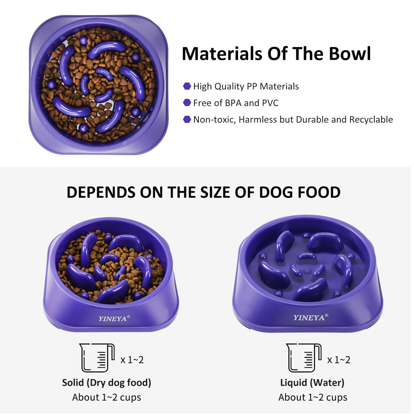 Slow Feeder Dog Bowls Small Breed, Dog Slow Feeder Bowl, Dog Food Bowls Slow Feeder, Small Dog Bowl Slow Feeder, Dog Puzzle Feeder Bowls, Dog Bowls Small Size Dog, Slow Eating Dog Bowl 1~2Cups