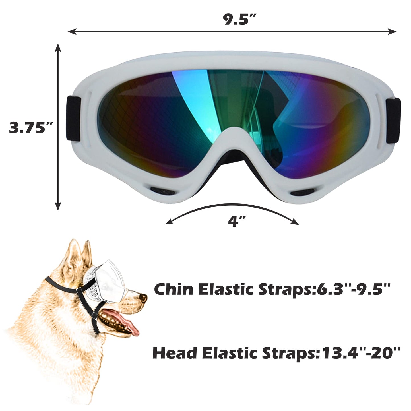 Large Dog Sunglasses, Dog Goggles with Adjustable Strap UV Protection Winproof Dog Puppy Sunglasses, Suitable for Medium-Large Dog Pet Glasses, Dogs Eyes Protection