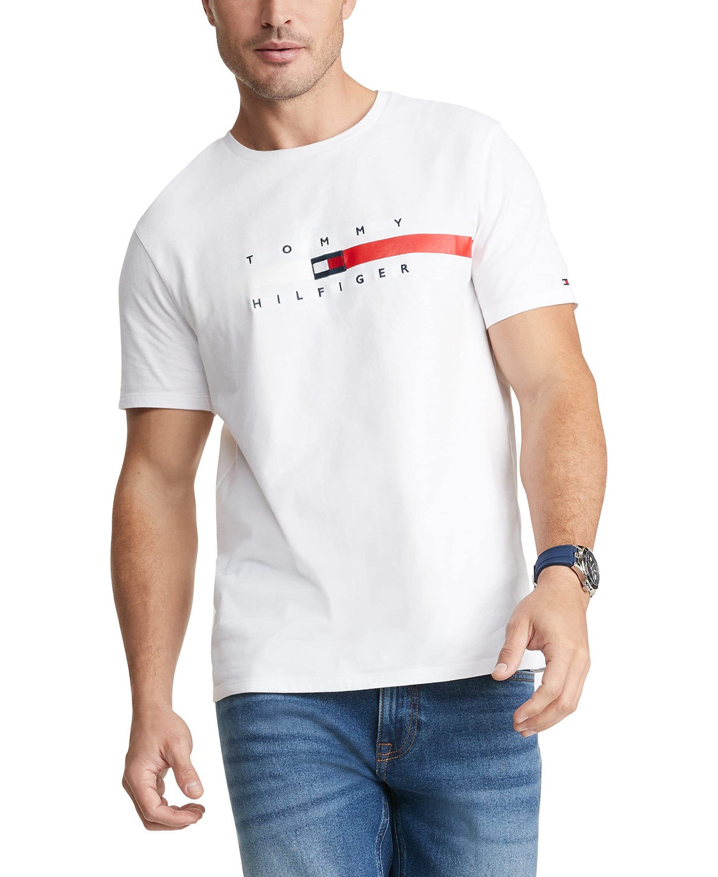 Tommy Hilfiger Men's Short Sleeve Signature Stripe Graphic T-Shirt