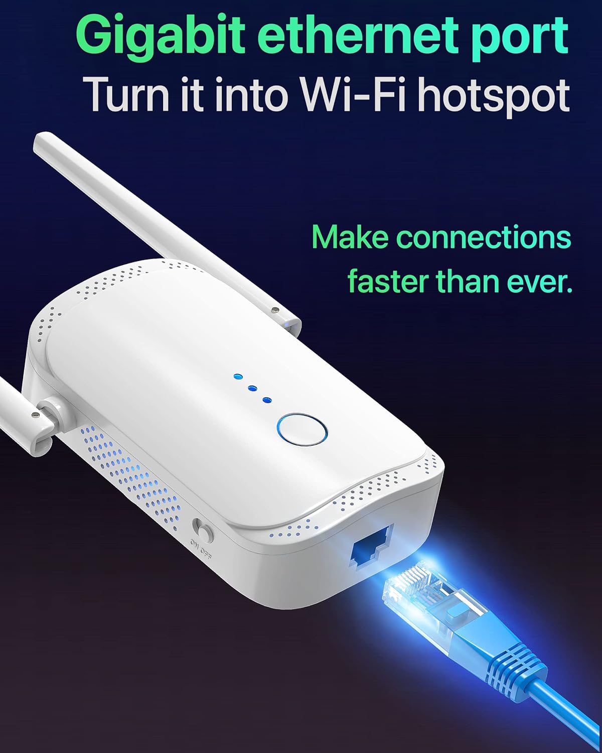 Fastest WiFi Extender/Booster | Latest Release Up to 74% Faster | Broader Coverage Than Ever WiFi Extenders Signal Booster for Home | Internet Booster WiFi Repeater, w/Ethernet Port, Made for USA