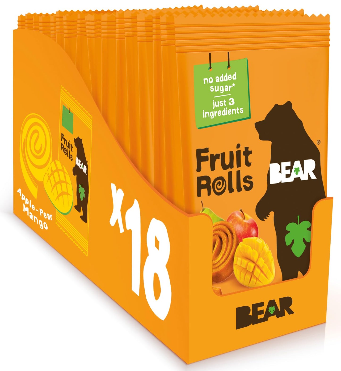 BEAR Real Fruit Snack Rolls - Gluten Free, Vegan, and Non-GMO - Strawberry – Healthy School And Lunch Snacks For Kids And Adults, 0.7 Ounce (Pack of 12)