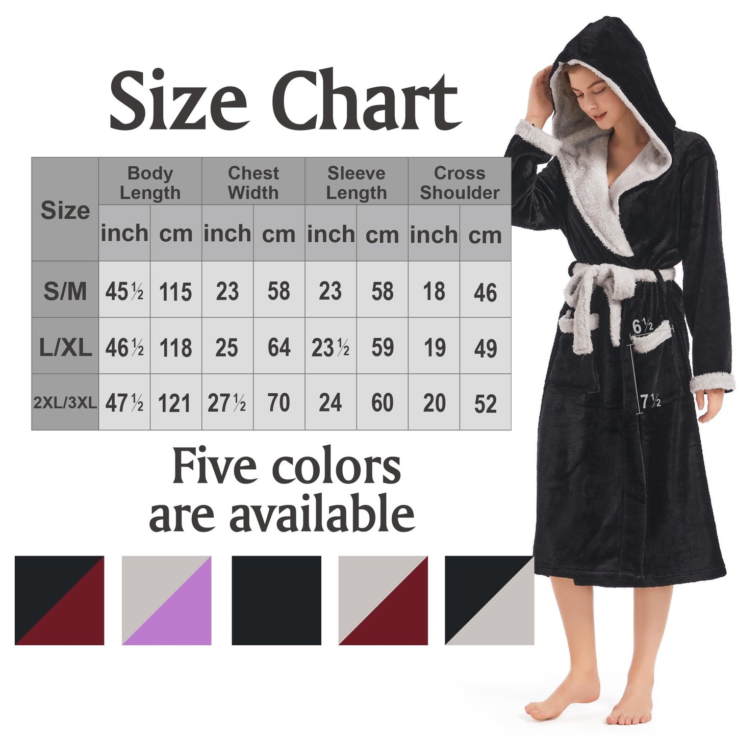 Inner Wish Women Hooded Plush Robe, Fleece Cozy Warm Bathrobe