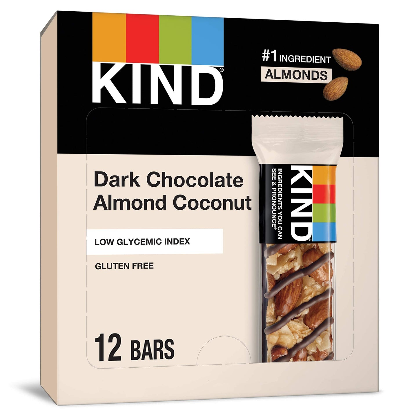 KIND Bars, Dark Chocolate Nuts and Sea Salt, Healthy Snacks, Gluten Free, Low Sugar, 6g Protein, 12 Count