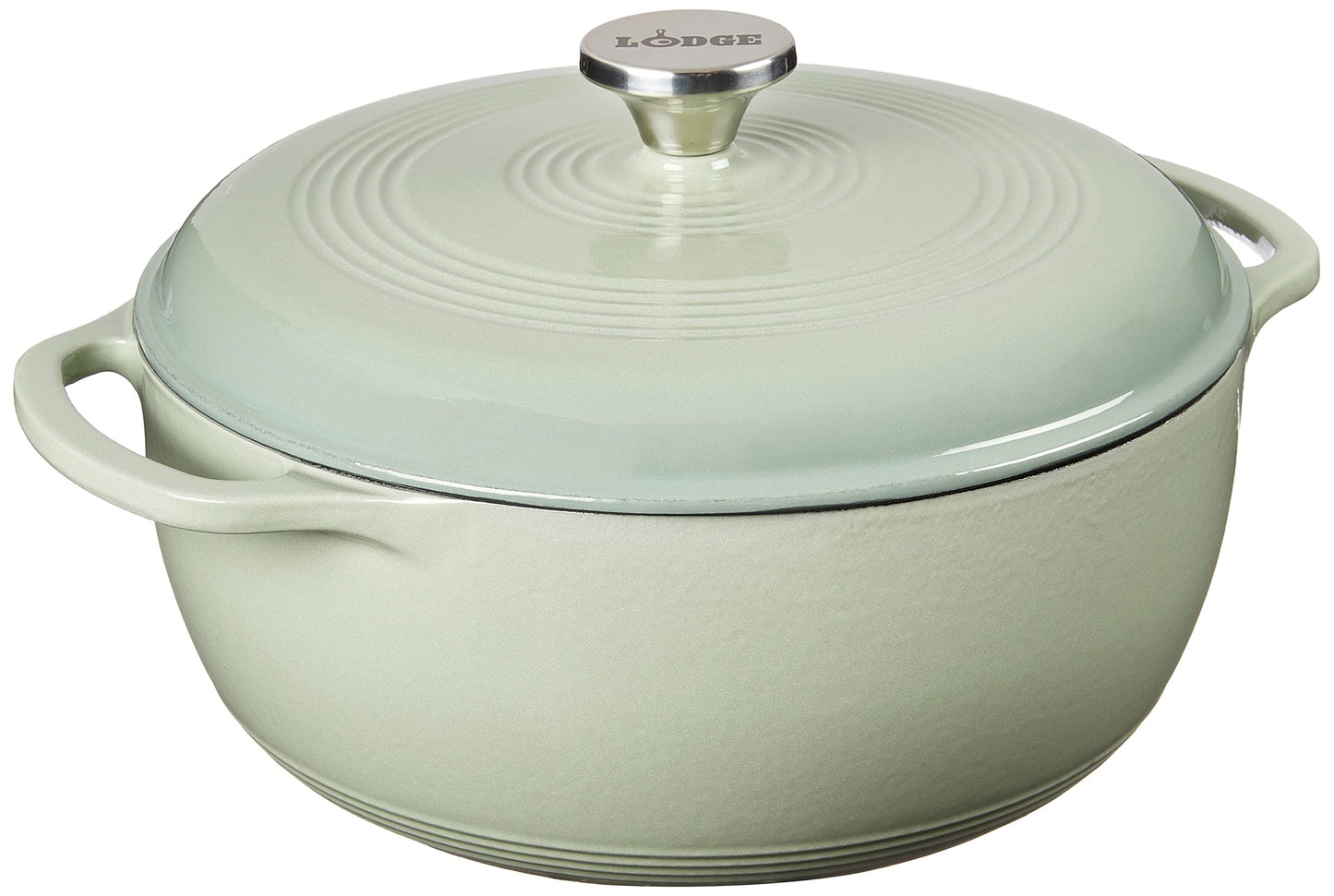 Lodge 6 Quart Enameled Cast Iron Dutch Oven with Lid – Dual Handles – Oven Safe up to 500° F or on Stovetop - Use to Marinate, Cook, Bake, Refrigerate and Serve – Oyster White