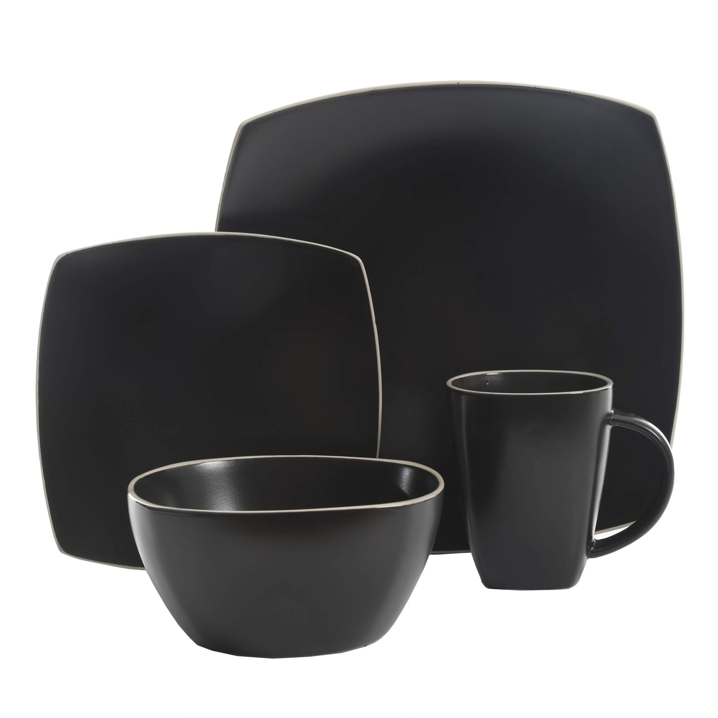 Gibson Soho Lounge Dinnerware Set, Service for 4 (16pcs), Matte Black