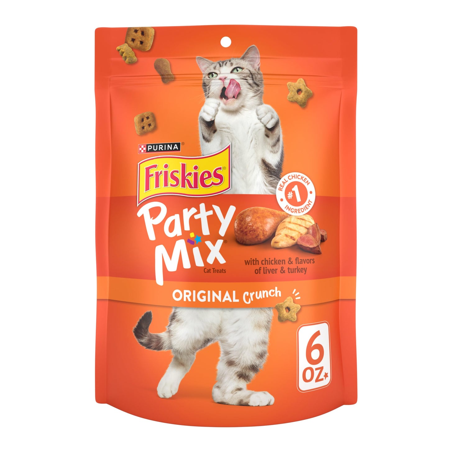 Purina Friskies Natural Cat Treats Party Mix Natural Yums With Real Salmon and Added Vitamins, Minerals and Nutrients - 20 oz. Canister