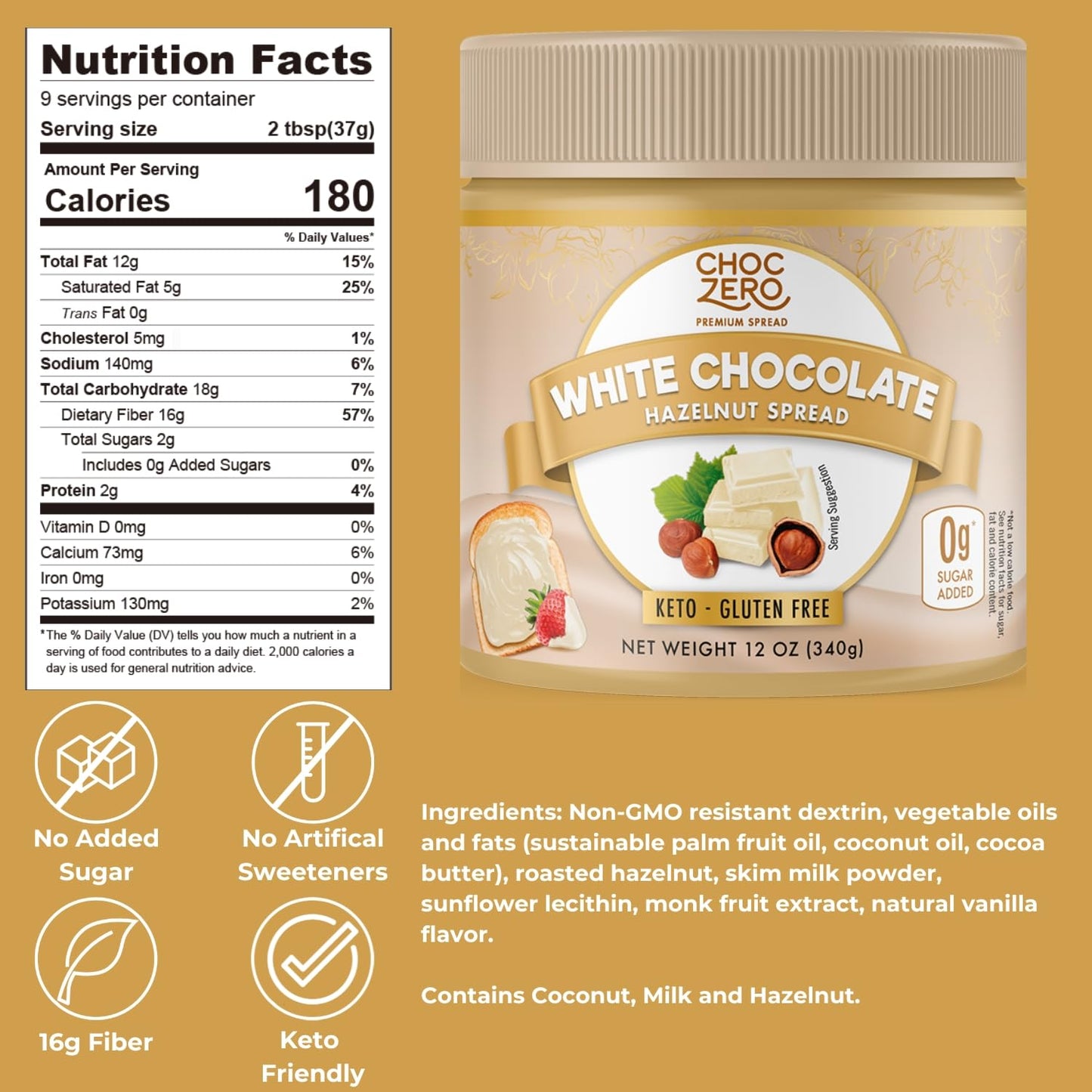 ChocZero Keto Cookie Butter Spread - No Sugar Added, Gluten Free, Low Carb Speculoos, Biscuit, Keto Friendly, Nut Butter Alternative, Dessert Hummus, Naturally Sweetened with Monk Fruit (1 jar, 12 oz)