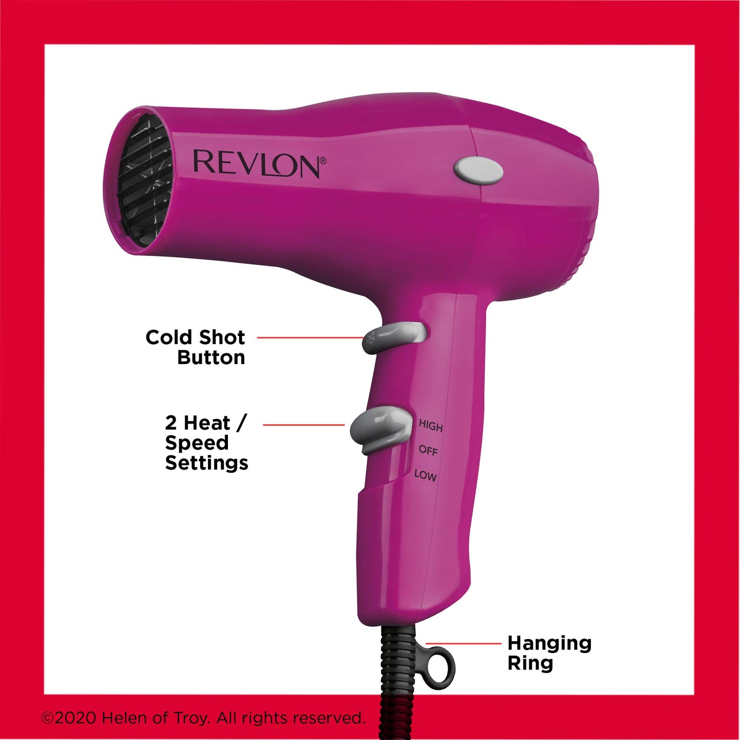 Revlon Compact Hair Dryer | 1875W Lightweight Design, Perfect for Travel, (Black)