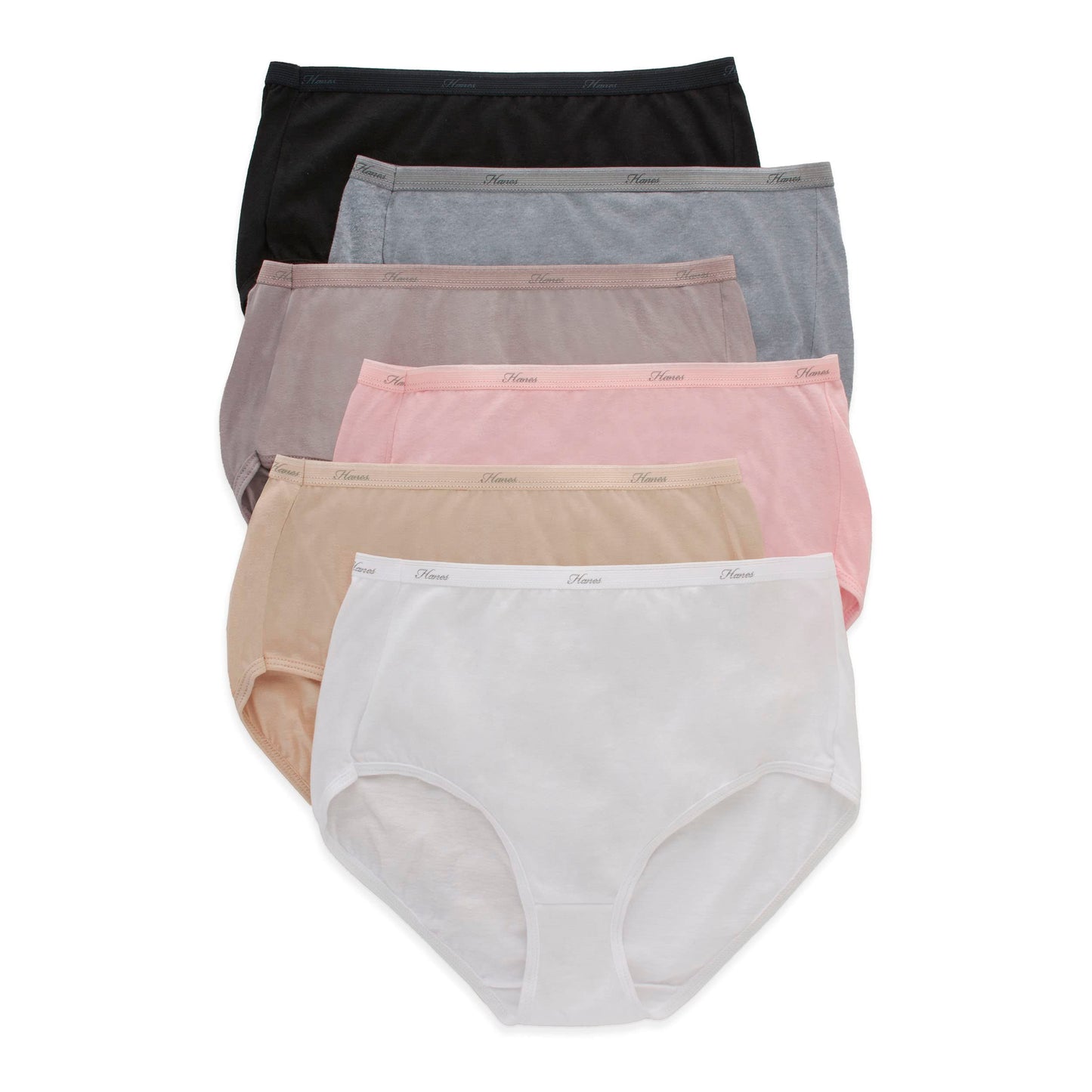 Hanes Women's High-Waisted Brief Panties, 6-Pack, Moisture-Wicking Cotton Brief Underwear (Colors May Vary)