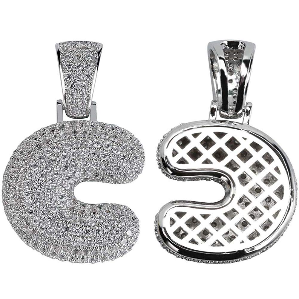 Apzzic Stainless Steel Iced Out Letter Necklace A-Z 26 Capital Initial Alphabet Name Necklace Rope Chain for Women Men Girl Gold Silver