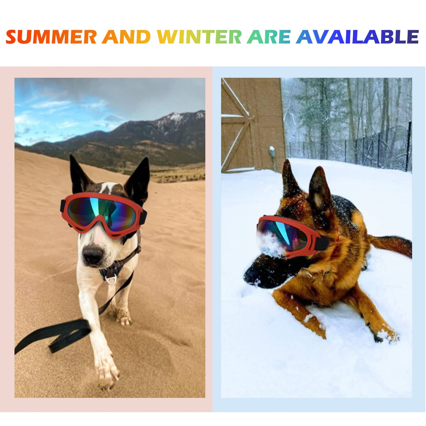 Large Dog Sunglasses, Dog Goggles with Adjustable Strap UV Protection Winproof Dog Puppy Sunglasses, Suitable for Medium-Large Dog Pet Glasses, Dogs Eyes Protection