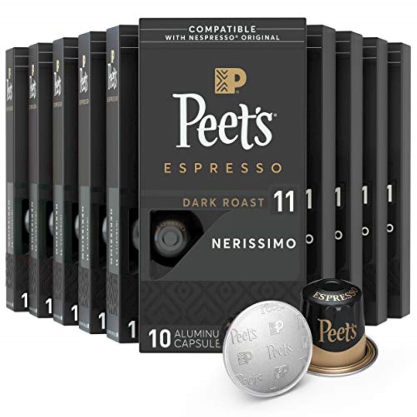 Peet's Coffee Gifts, Espresso Coffee Pods Variety Pack, Dark & Medium Roasts, Intensity 8-11, 40 Count (4 Boxes of 10 Espresso Capsules)