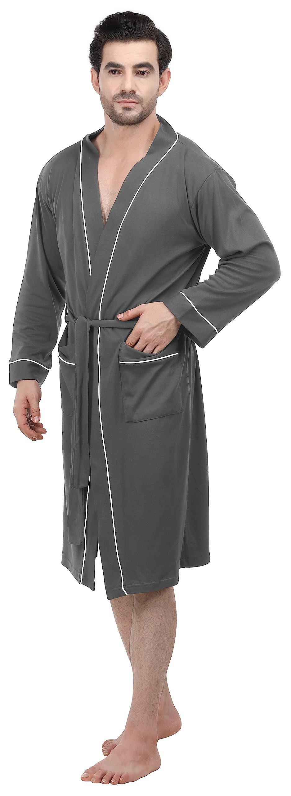 NY Threads Men's Lightweight Knit Robe Cotton Blend Bathrobe