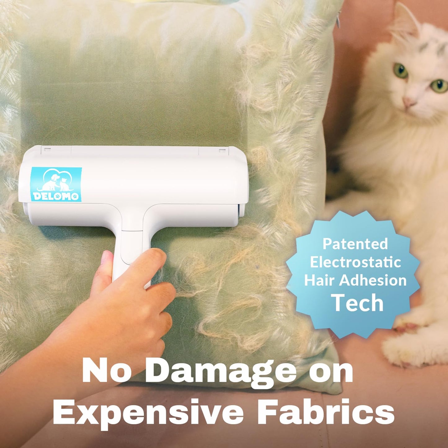 Pet Hair Remover - Lint Roller for Pet Hair - Cat and Dog Hair Remover for Couch, Furniture, Carpet, Car Seat, Reusable Roller W/Self-Cleaning Base - Upgraded Animal Fur Removal Tool