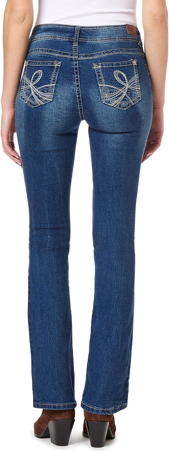 WallFlower Women's Luscious Curvy Bootcut Mid-Rise Insta Stretch Juniors Jeans (Standard and Plus)