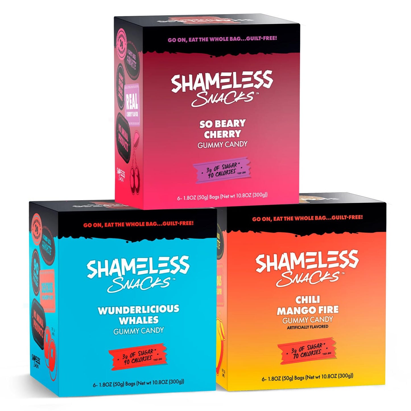 Shameless Snacks - Healthy Low Calorie Snacks, Low Carb Keto Gummies (Gluten Free Candy) - 6 Pack Super Variety Pack