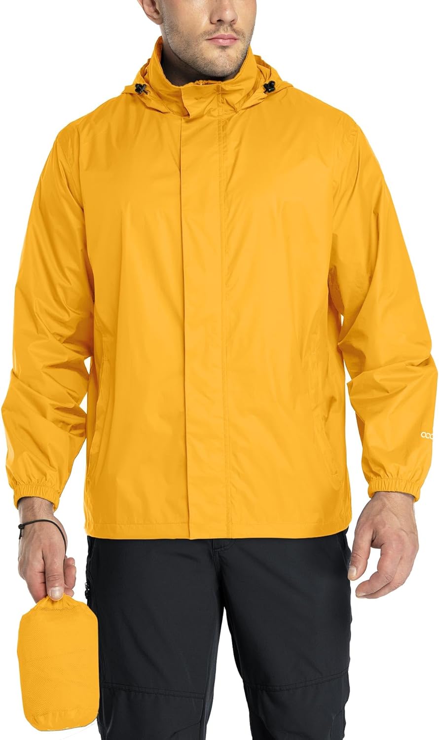 33,000ft Packable Rain Jacket Men's Lightweight Waterproof Rain Shell Jacket Raincoat with Hood for Golf Cycling Windbreaker