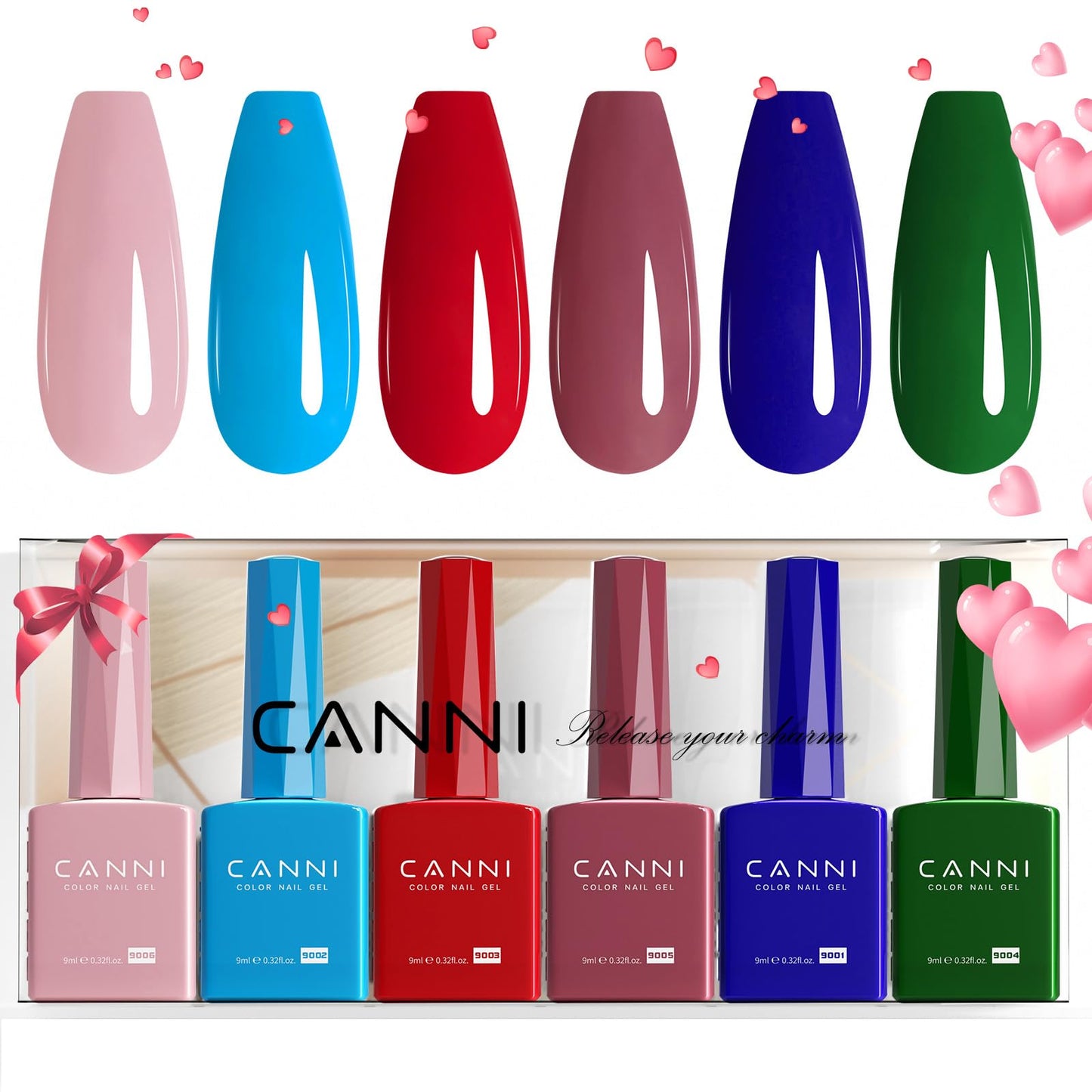 CANNI 6Pcs 9ml Navy Blue Gel Nail Polish Set- Dark Blue Gel Polish Kit Royal Light Baby Blue Colors DIY at Home Salon Christmas New Year's Gifts for Girls