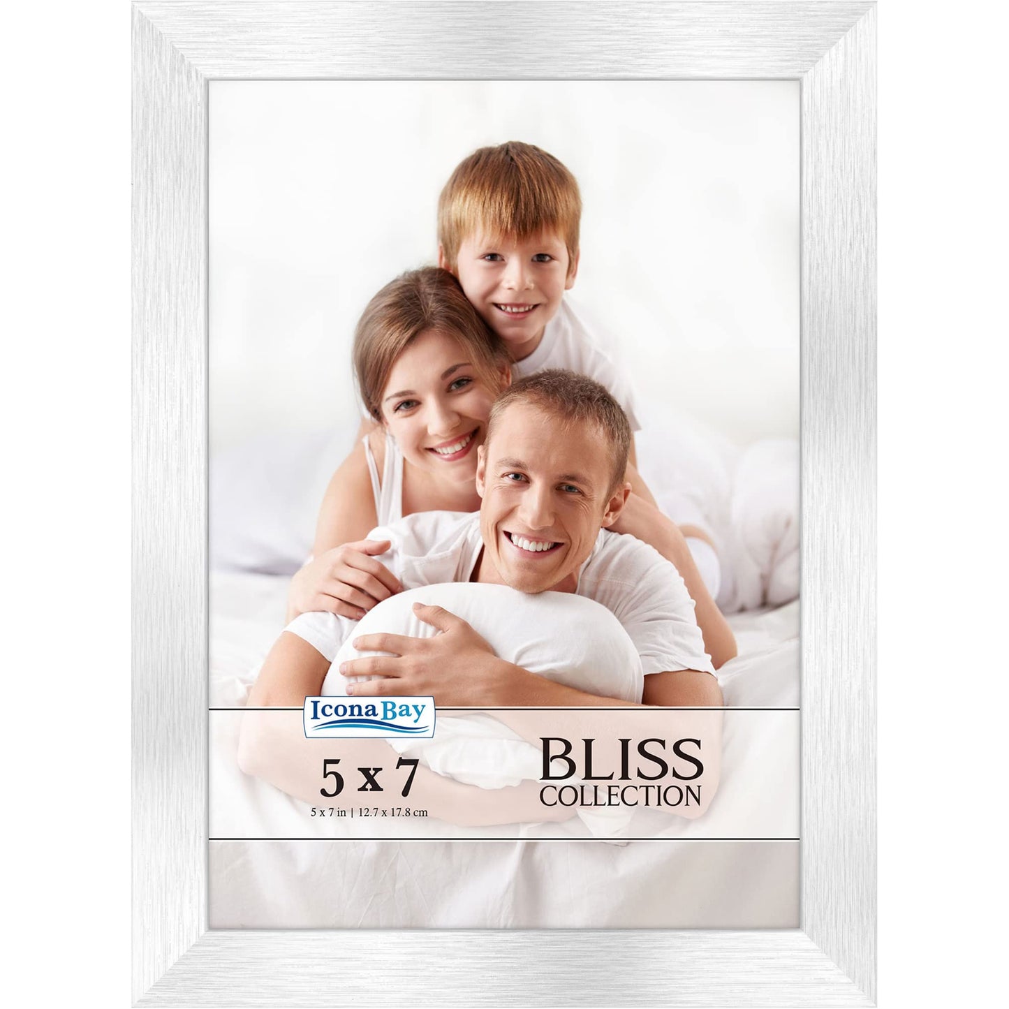 Icona Bay 5x7 Black Picture Frame, Modern Style Wood Composite Frame, Table Top or Wall Mount, Bliss Collection