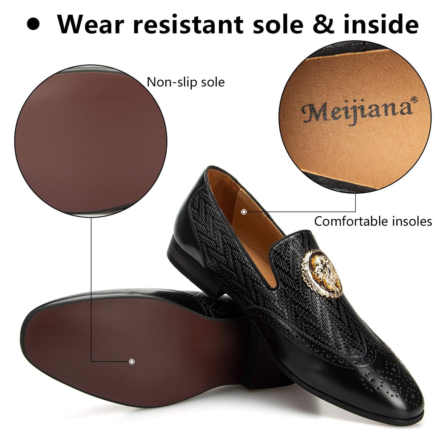 Meijiana Men's Fashion Classic Faux Leather Loafers and Weeding Dress Shoes for Men