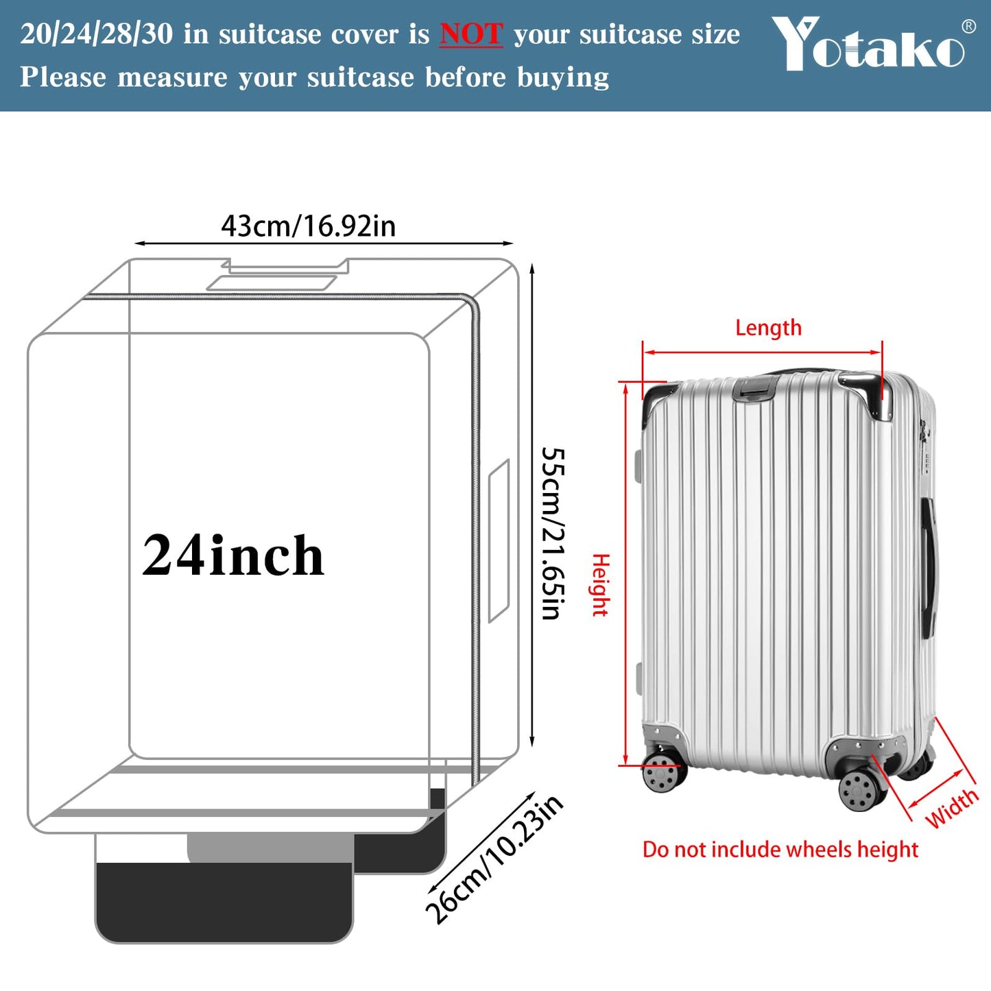 Yotako Clear PVC Suitcase Cover Protectors 28 Inch Luggage Cover for Wheeled Suitcase (28''(24.80''H x 19.90''L x 12.40''W))