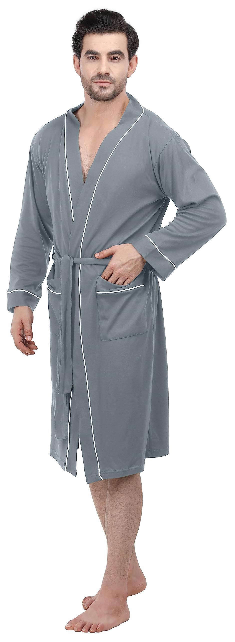 NY Threads Men's Lightweight Knit Robe Cotton Blend Bathrobe