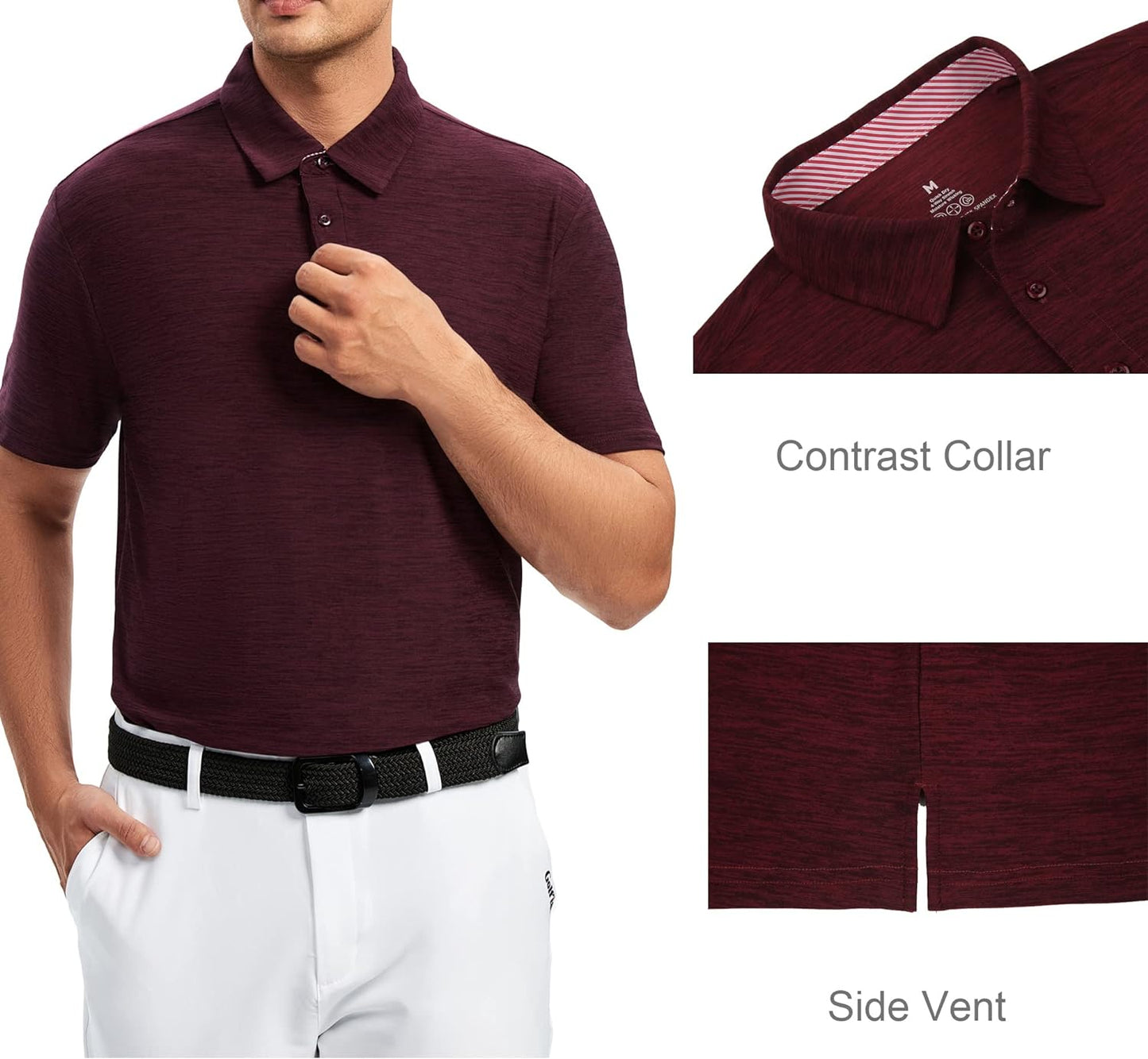 Alex Vando Mens Golf Shirt Moisture Wicking Quick-Dry Short Sleeve Casual Polo Shirts for Men