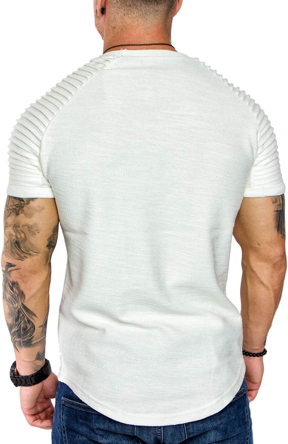 COOFANDY Men's Muscle T-Shirt Pleated Raglan Sleeve Bodybuilding Gym Tee Short Sleeve Fashion Workout Shirts Hipster Shirt