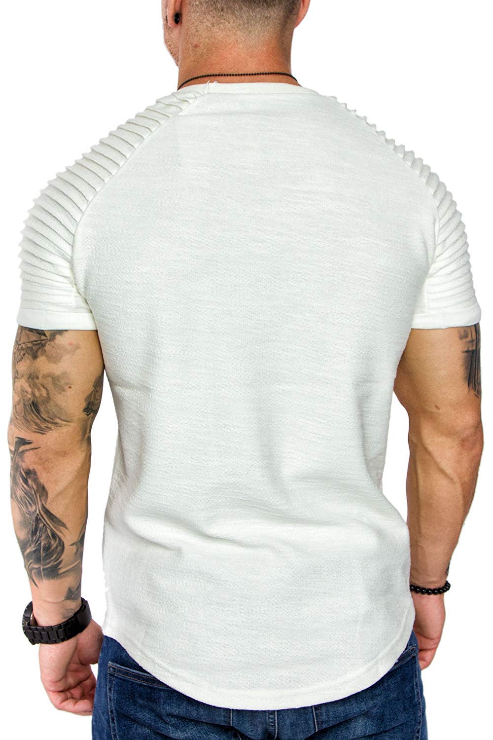 COOFANDY Men's Muscle T-Shirt Pleated Raglan Sleeve Bodybuilding Gym Tee Short Sleeve Fashion Workout Shirts Hipster Shirt