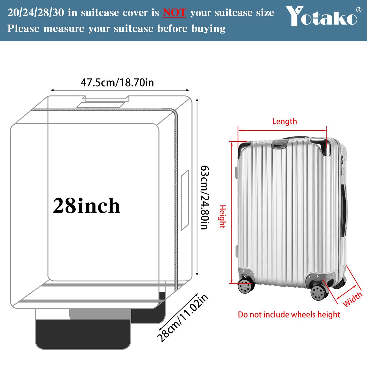 Yotako Clear PVC Suitcase Cover Protectors 28 Inch Luggage Cover for Wheeled Suitcase (28''(24.80''H x 19.90''L x 12.40''W))