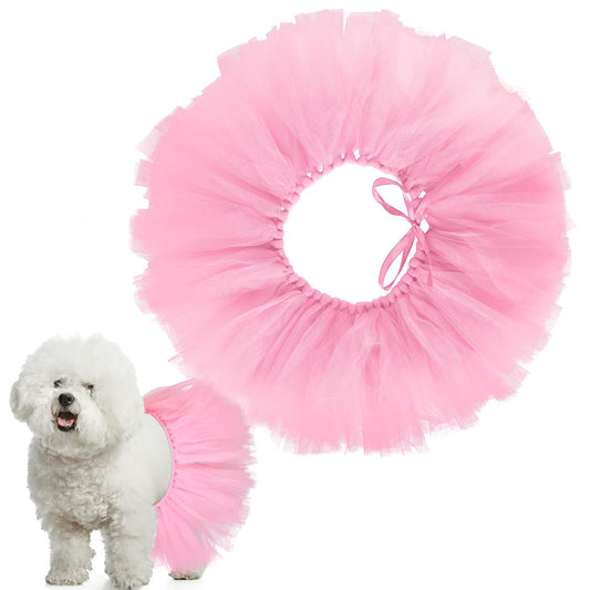 Dog Tutu Tulle Tutu for Dogs Small Large Medium Dog Dress Dog Ballerina Costume Skirt for Puppy Cats Bunny Pet Outfit Birthday Wedding Party Photo Prop Supplies(Pink)