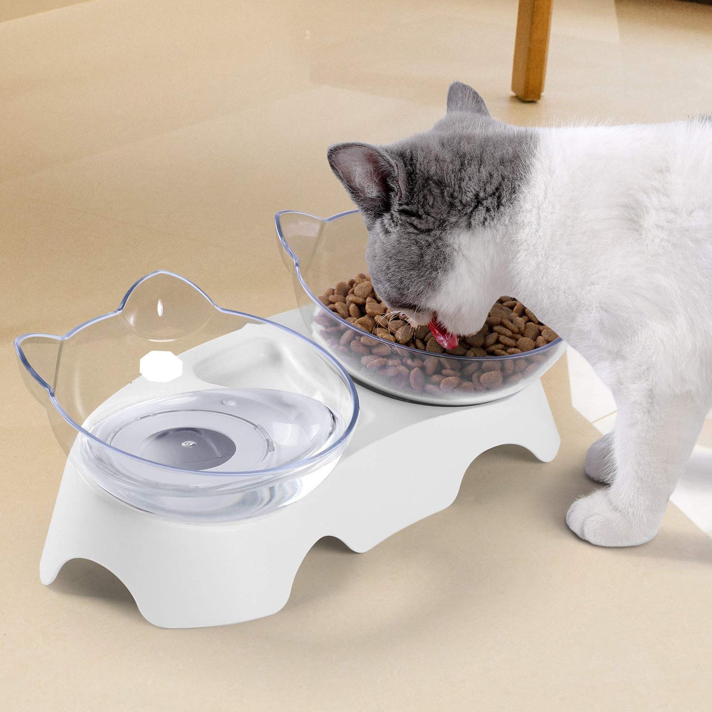 MILIFUN Cat Food Bowls Elevated Tilted, Anti Vomiting Orthopedic Kitty Bowls for Puppy and Bunny, Indoor Cats.