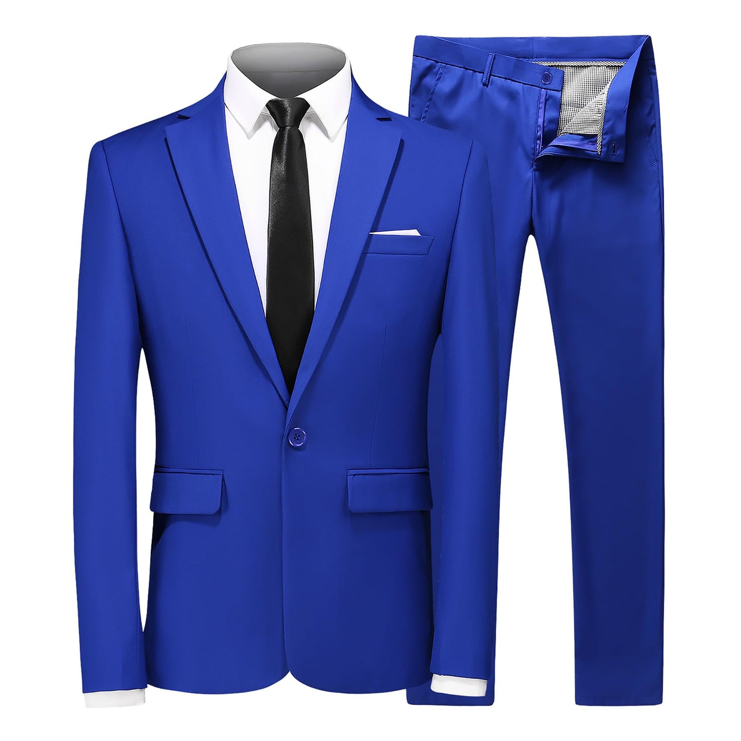 MOGU Mens Slim Fit 2 Piece Suit One Button Notch Lapel Tuxedo for Prom (Suit Jacket + Pants)