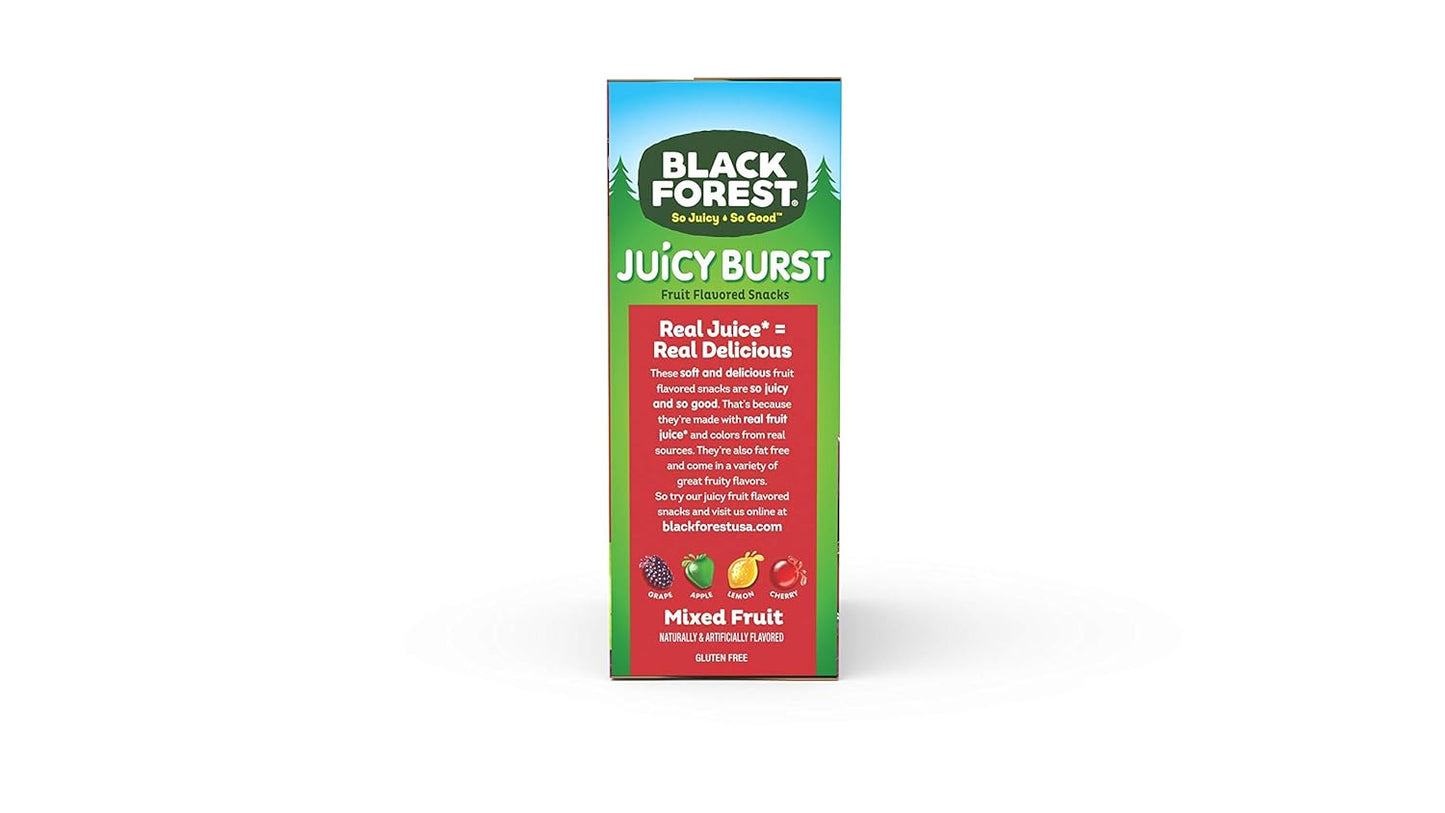 Black Forest Juicy Burst Fruit Snacks, Mixed Fruit Flavors, 0.8 Ounce Pouches (40 Count)