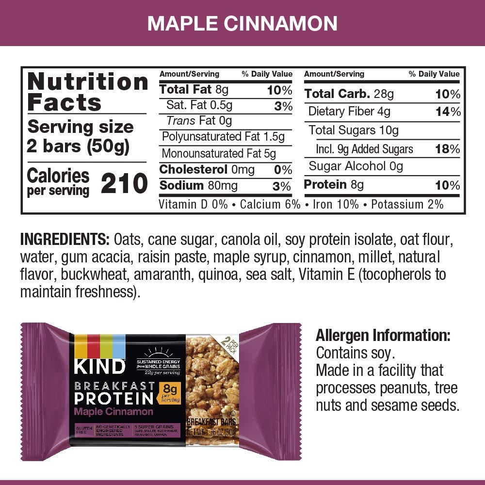 KIND Breakfast, Healthy Snack Bar, Almond Butter, Gluten Free Breakfast Bars, 8g Protein, 1.76 OZ Packs (6 Count)