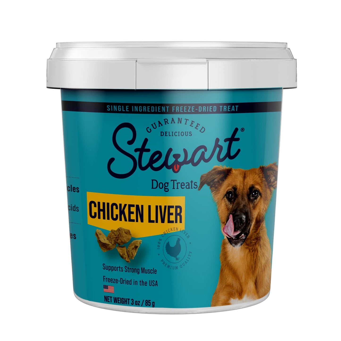 Stewart Freeze Dried Dog Treats, Wild Salmon, 2.75 oz Grain Free & Gluten Free, Resealable Tub, Single Ingredient, Training Treat in Beef Liver, Salmon, Chicken Liver & Chicken Breast 4, 14, 21 oz