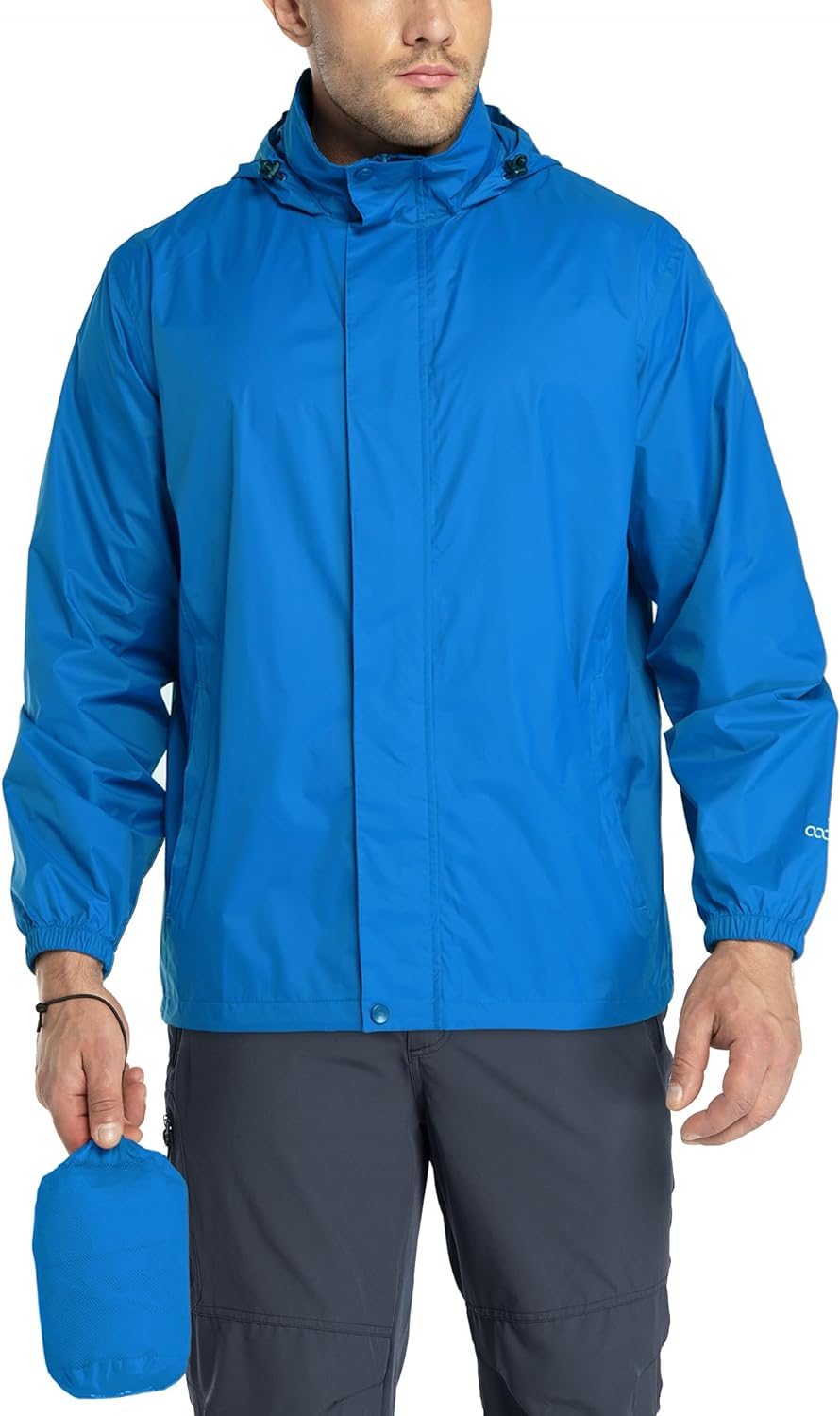 33,000ft Packable Rain Jacket Men's Lightweight Waterproof Rain Shell Jacket Raincoat with Hood for Golf Cycling Windbreaker