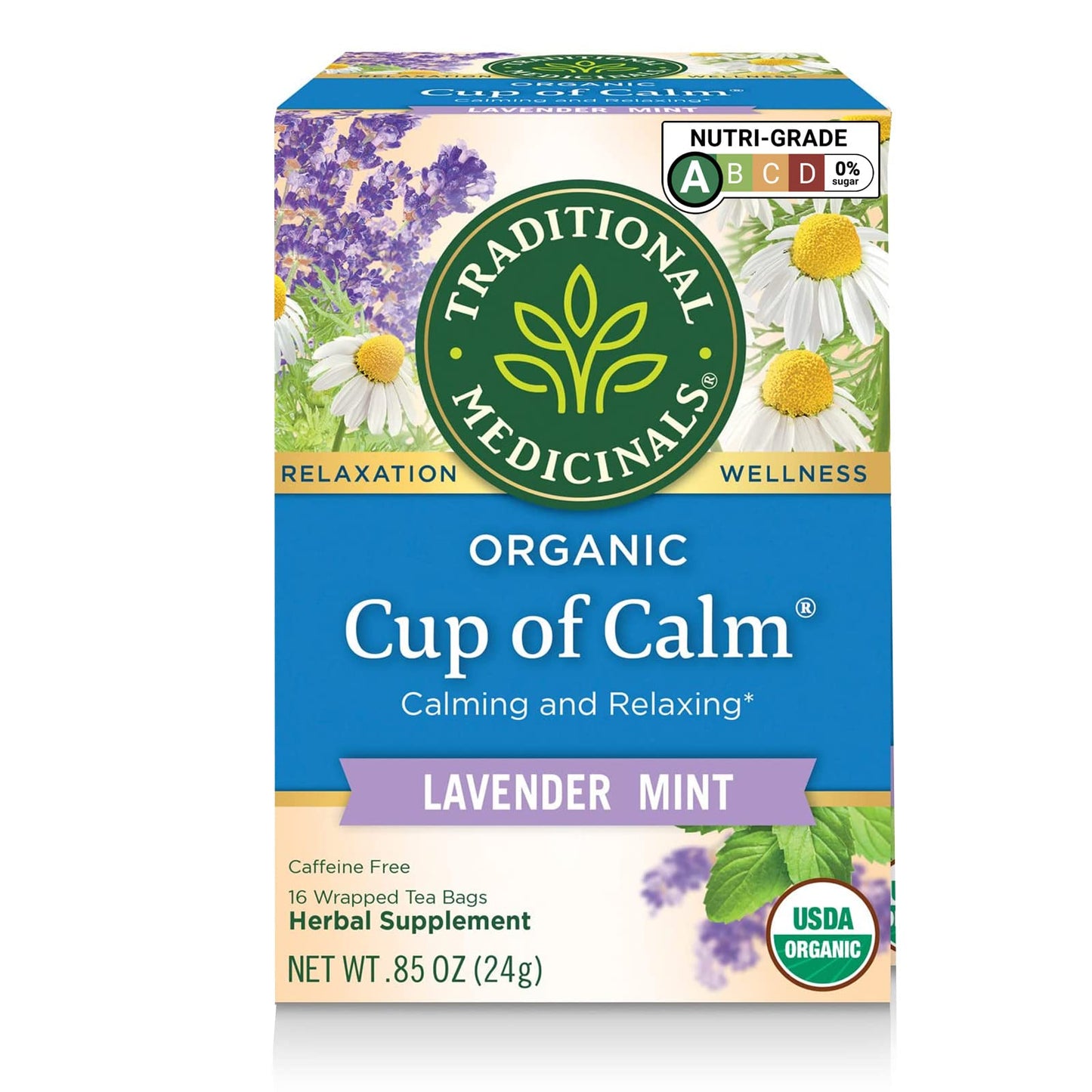 Traditional Medicinals Tea, Organic Lemon Balm, Calms Nerves & Supports Digestion, 16 Tea Bags