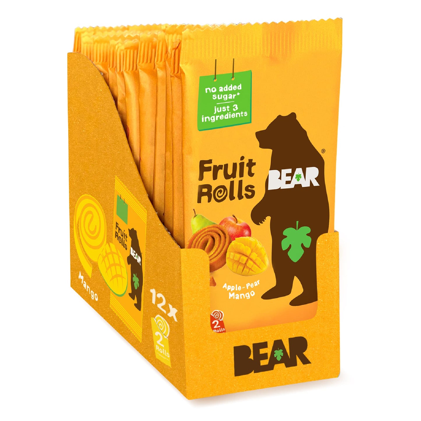 BEAR Real Fruit Snack Rolls - Gluten Free, Vegan, and Non-GMO - Strawberry – Healthy School And Lunch Snacks For Kids And Adults, 0.7 Ounce (Pack of 12)