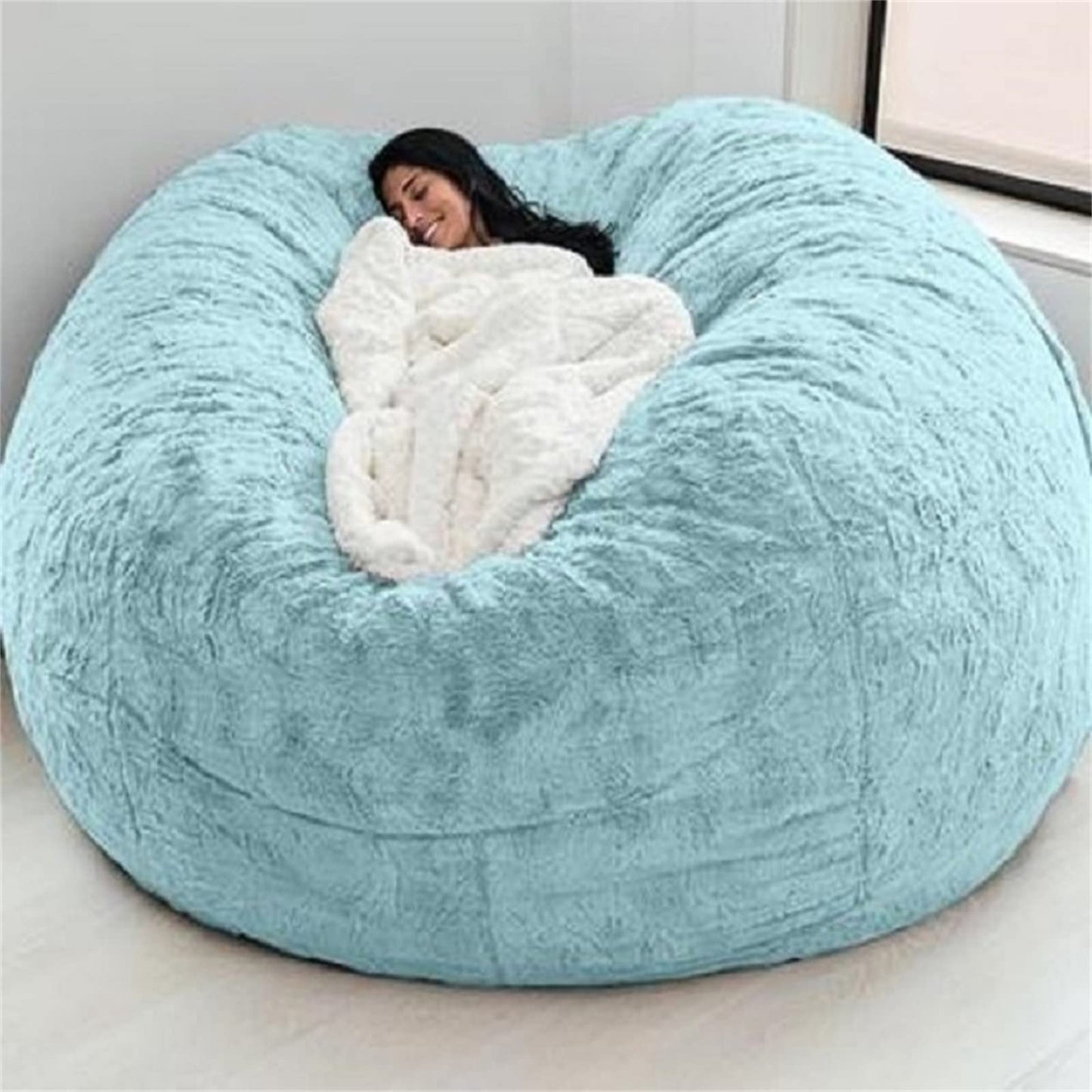 Big Huge Giant Bean Bag Chair for Adults, (No Filler) Bean Bag Chairs in Multiple Sizes and Colors Giant Foam-Filled Furniture - Machine Washable Covers, Double Stitched Seams (Black,6FT)