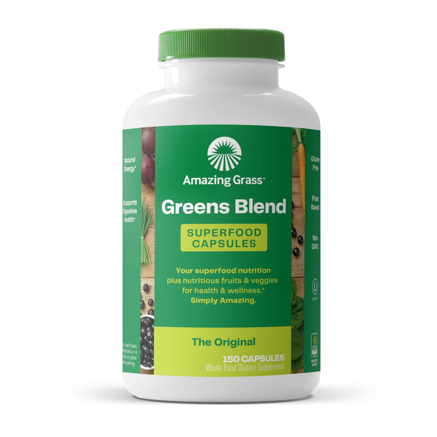 Amazing Grass Greens Superfood Powder: Greens Powder with Digestive Enzymes & Probiotics, Organic Spirulina, Chlorella, and Beet Root Powder, Original, 30 Servings