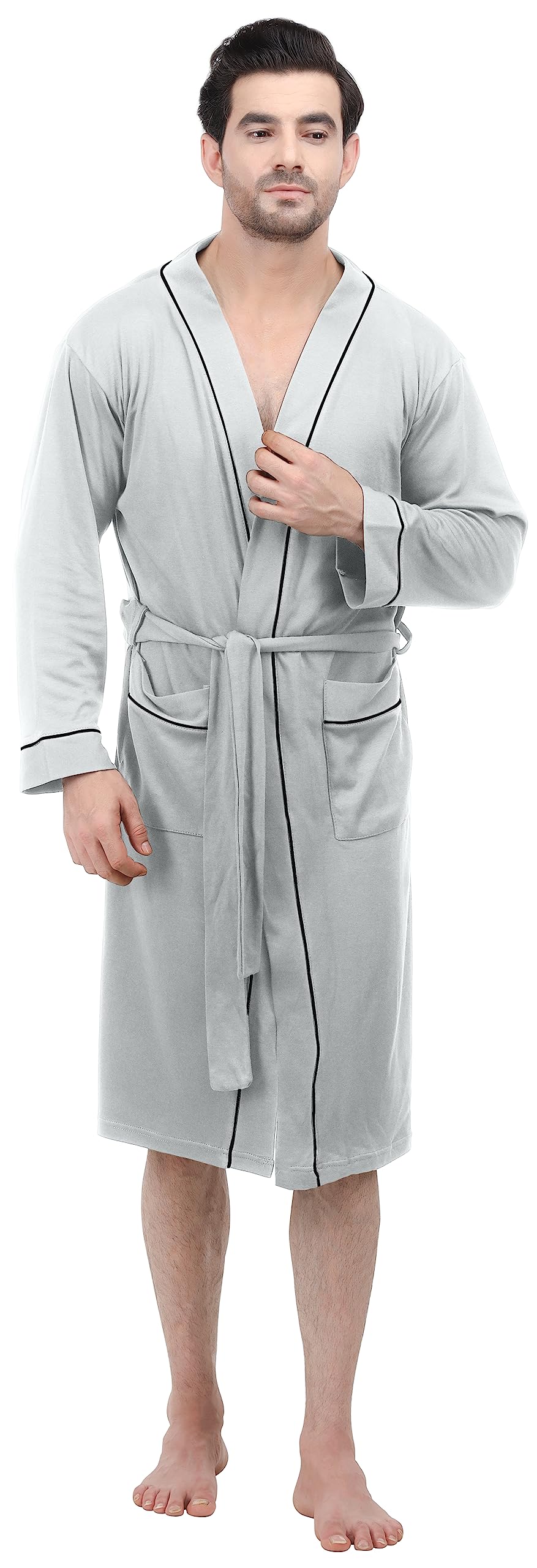 NY Threads Men's Lightweight Knit Robe Cotton Blend Bathrobe