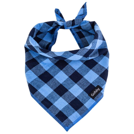 Boy Dog Bandana Large- Blue Black Dog Scarf Buffalo Plaid Printing Adjustable Bib Handkerchief Accessories for Medium Large Dogs (L)