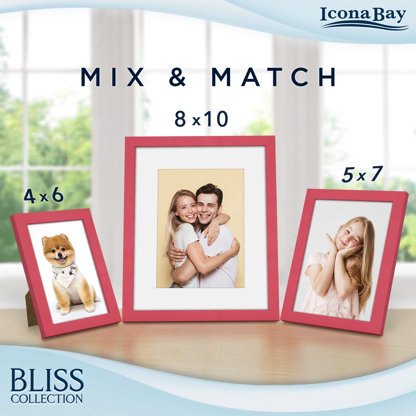 Icona Bay 5x7 Black Picture Frame, Modern Style Wood Composite Frame, Table Top or Wall Mount, Bliss Collection