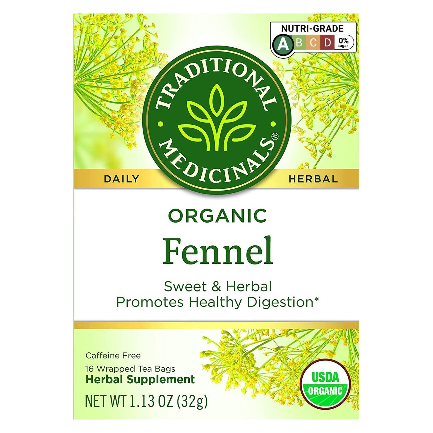 Traditional Medicinals Tea, Organic Lemon Balm, Calms Nerves & Supports Digestion, 16 Tea Bags