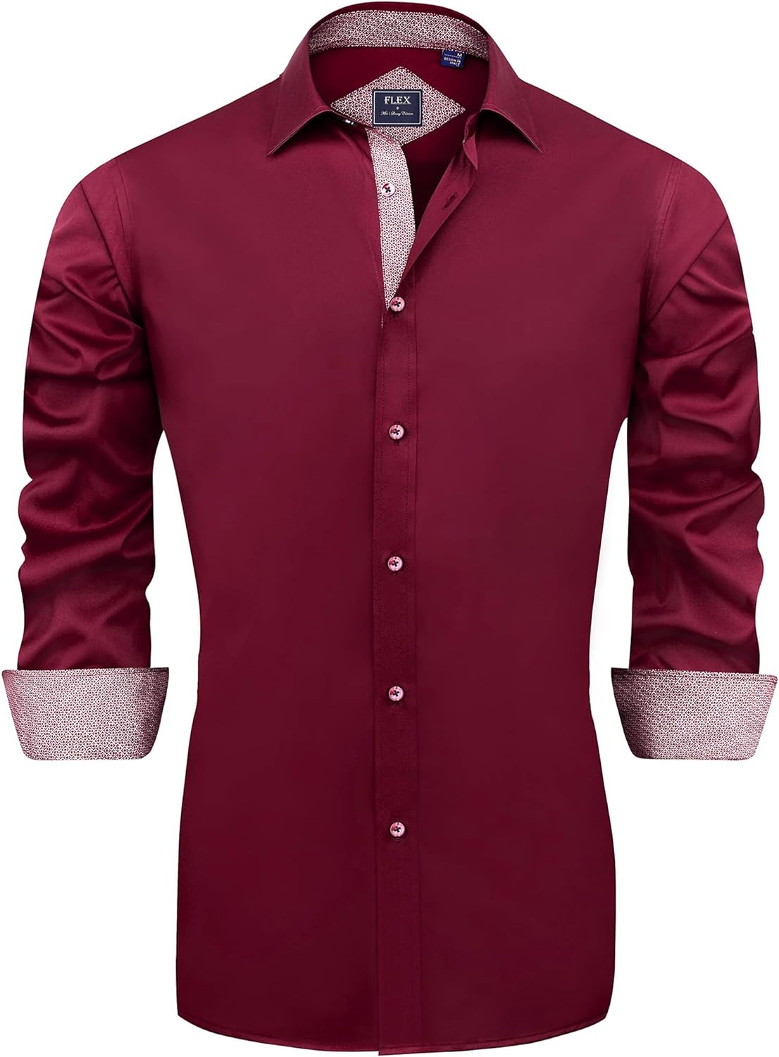 J.VER Men's Casual Long Sleeve Stretch Dress Shirt Wrinkle-Free Regular Fit Button Down Shirts