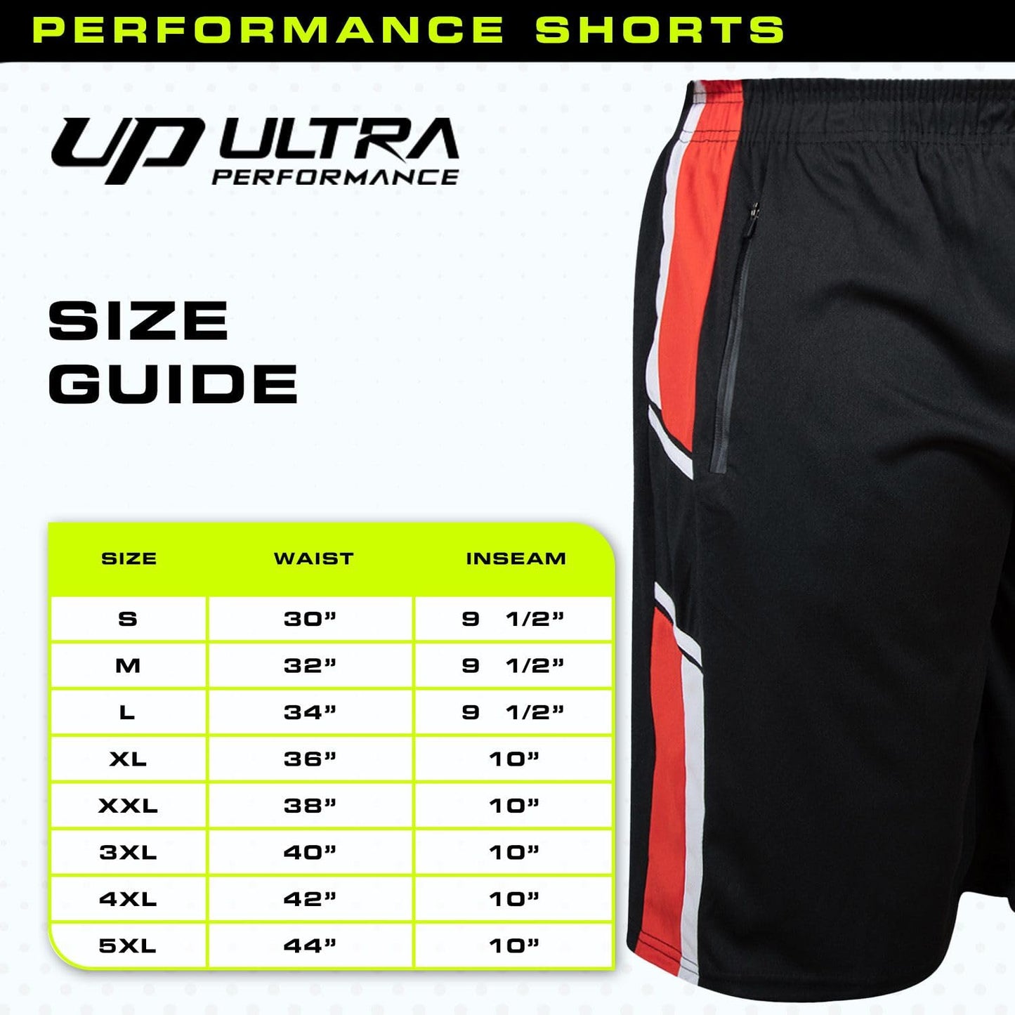 Ultra Performance Mens 5 Pack Athletic Running Shorts, Basketball Gym Workout Shorts for Men with Zippered Pockets