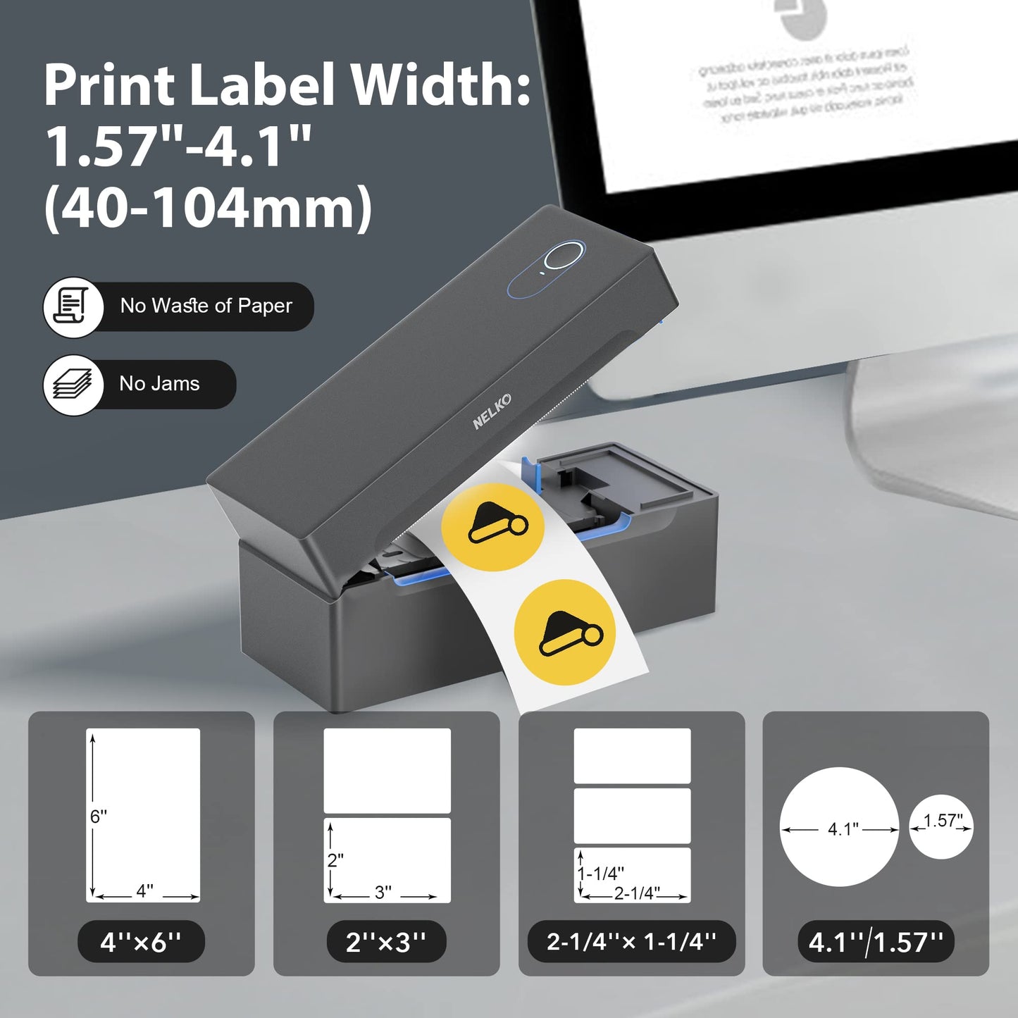 Nelko Bluetooth Thermal Shipping Label Printer, Wireless 4x6 Shipping Label Printer for Shipping Packages, Support Android, iPhone and Windows, Widely Used for Amazon, Ebay, Shopify, Etsy, USPS