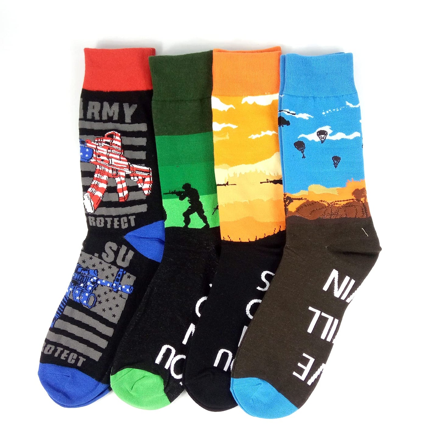 HSELL Mens Fun Patterned Dress Socks Funny Novelty Crazy Design Cotton Socks Gift for Men