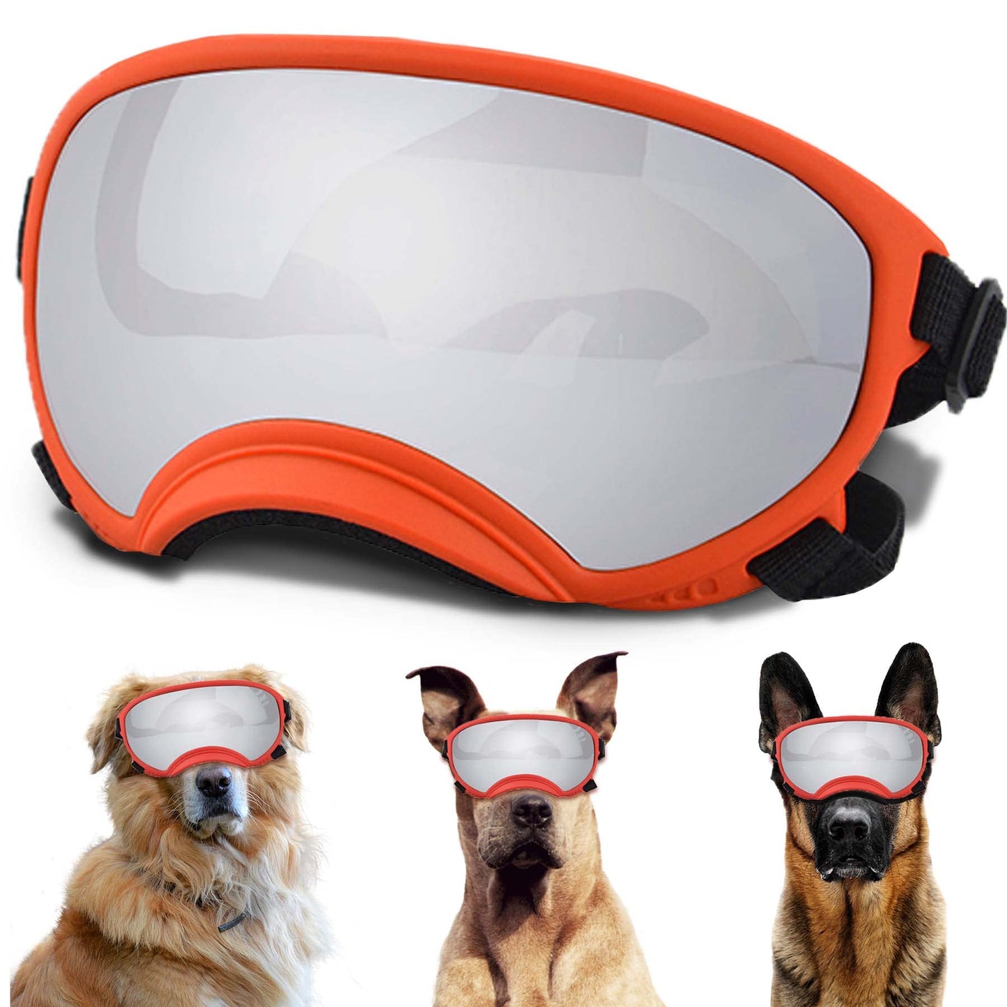 Large Dog Sunglasses, Dog Goggles with Adjustable Strap UV Protection Winproof Dog Puppy Sunglasses, Suitable for Medium-Large Dog Pet Glasses, Dogs Eyes Protection